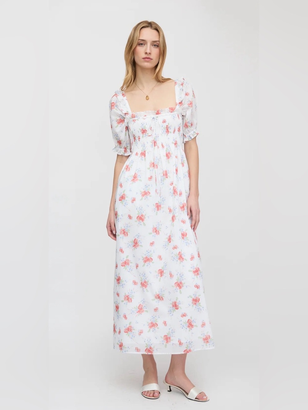 Hill‎ House The Scarlett Nap Dress Sunburst Blossoms Floral Puff Sleeve NWT Sz S